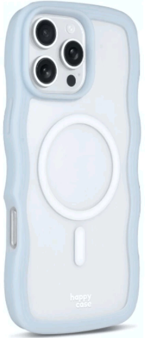 Θήκη iPhone 16 Pro Max HappyCase Wavy Διάφανη Σκληρή με MagSafe & TPU Bumper - Blue (8719246462153)