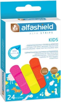 ALFASHIED Strips Kids Υποαλλεργικά Ελαστικά Τσιρότα Για Παιδιά, (19x55mm & 19x72mm)  24τεμ