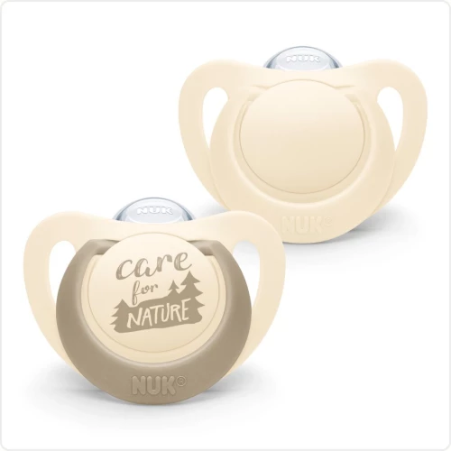 NUK For Nature Πιπίλα Σιλικόνης 18-36m 2 Τεμάχια Σε Διάφορα Σχέδια - Λευκό