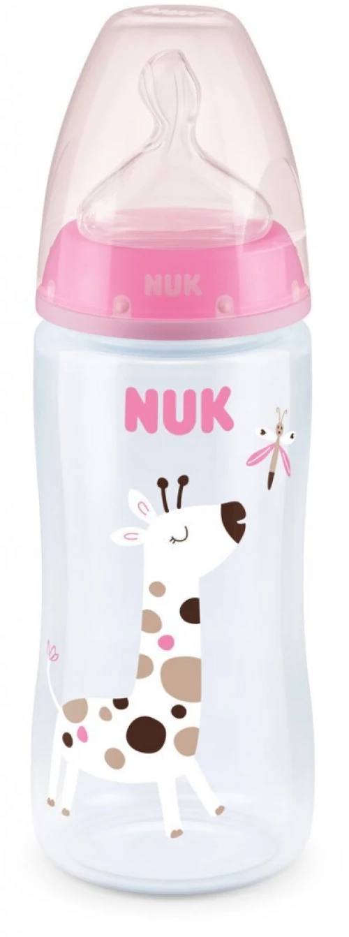 NUK First Choice Plus Temperature Control, Μπιμπερό Πολυπροπυλενίου Flow Control Κατά Των Κολικών Με Θηλή Σιλικόνης Για 6-18 Μηνών 300ml 10.741.088 - Ροζ