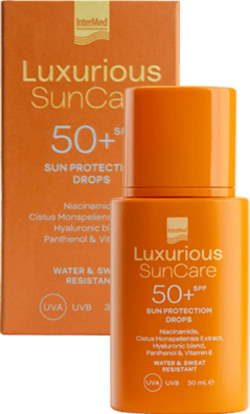 LUXURIOUS Sun Care Drops SPF50+ Λεπτόρρευστο Αντηλιακό Γαλάκτωμα Προσώπου 30ml