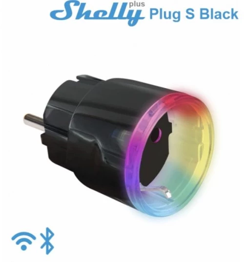 Έξυπνη Πρίζα 12Α Δακτύλιος LED Wi-Fi Shelly Elvhx Shelly Plus Plug S Black Μαύρο