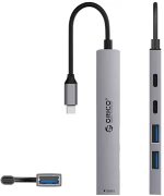 Orico YSB4-U2 USB-A/USB-C Hub Docking Station 2x USB-A 2.0 + 1x USB-A 3.0 + 1x USB-C 2.0 + 1x USB-C - Gray