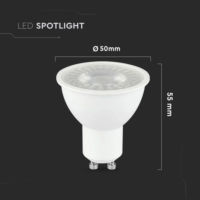 V-TAC Σποτ LED GU10 7.5W 110° Διάφανο 4000K – SKU 218731