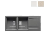 Νεροχύτης Κουζίνας Pyragranite Kartesio 116x50 εκ. 2B 1D Iron Grey