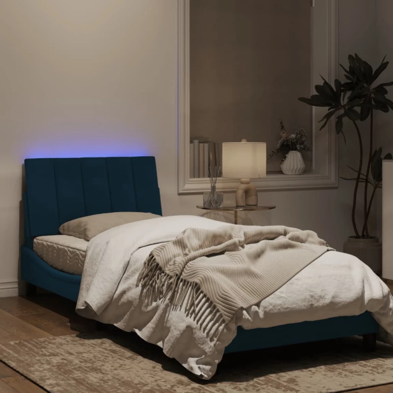 vidaXL Πλαίσιο Κρεβατιού με LED Μπλε 80x200 εκ. Βελούδινο