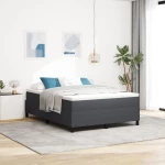 vidaXL Κρεβάτι Box Spring Σκούρο Γκρι 140x200 εκ Ψαθωτό Ύφασμα