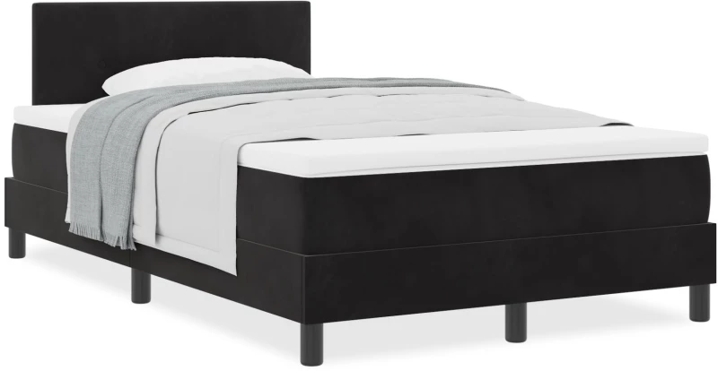 Κρεβάτι Box Spring vidaXL με Στρώμα Μαύρο 120x200 εκ Βελούδο
