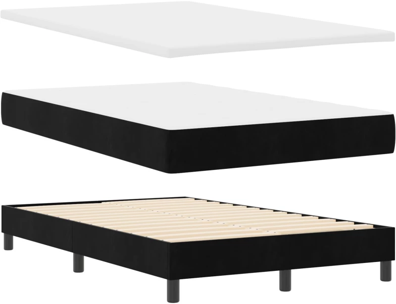 Κρεβάτι Box Spring vidaXL με Στρώμα Μαύρο 120x200 εκ Βελούδο