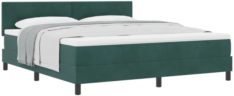 κρεβάτι Box Spring με στρώμα vidaXL σκούρο πράσινο Super King βελούδο