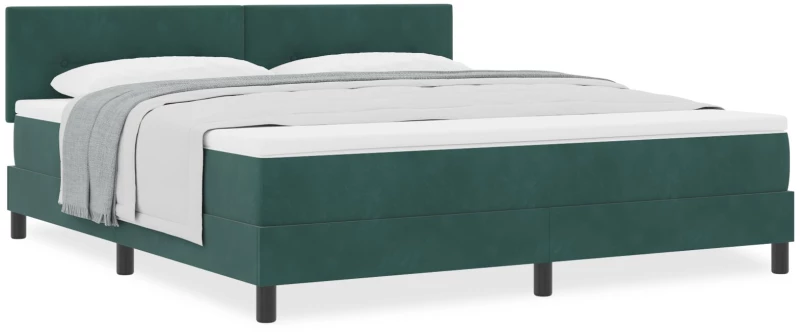 κρεβάτι Box Spring με στρώμα vidaXL σκούρο πράσινο Super King βελούδο