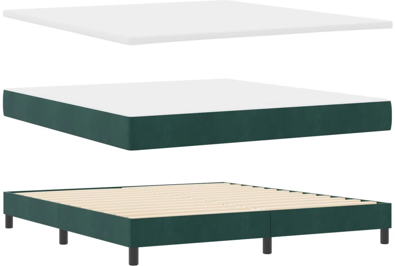 κρεβάτι Box Spring με στρώμα vidaXL σκούρο πράσινο Super King βελούδο