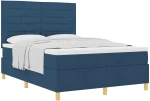 vidaXL Κρεβάτι Box Spring με Στρώμα Μπλε 140x190 εκ. Ύφασμα