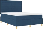 vidaXL Κρεβάτι Box Spring με Στρώμα Μπλε 140x190 εκ. Ύφασμα