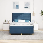 vidaXL Κρεβάτι Box Spring με Στρώμα Μπλε 140x190 εκ. Ύφασμα