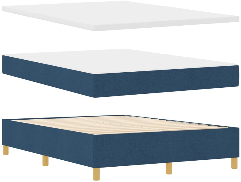 vidaXL Κρεβάτι Box Spring με Στρώμα Μπλε 140x190 εκ Ύφασμα