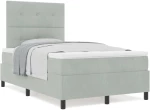 vidaXL Κρεβάτι Box Spring με Στρώμα Ανοιχτό Γκρι 120x200 εκ Βελούδο