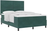 Κρεβάτι Box Spring με Στρώμα vidaXL Σκούρο Πράσινο 140x190 εκ. Βελούδο
