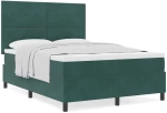 Κρεβάτι Box Spring με Στρώμα vidaXL Σκούρο Πράσινο 140x190 εκ. Βελούδο
