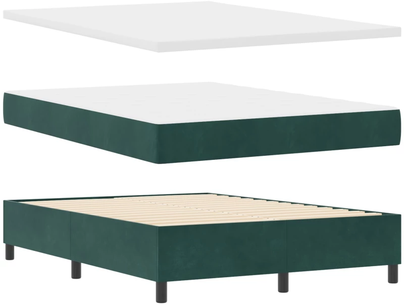 Κρεβάτι Box Spring με Στρώμα vidaXL Σκούρο Πράσινο 140x190 εκ. Βελούδο