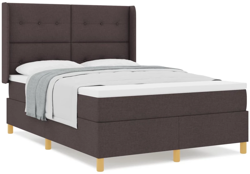 vidaXL Κρεβάτι Box Spring με Στρώμα Σκούρο Καφέ 140x190 εκ Υλικό