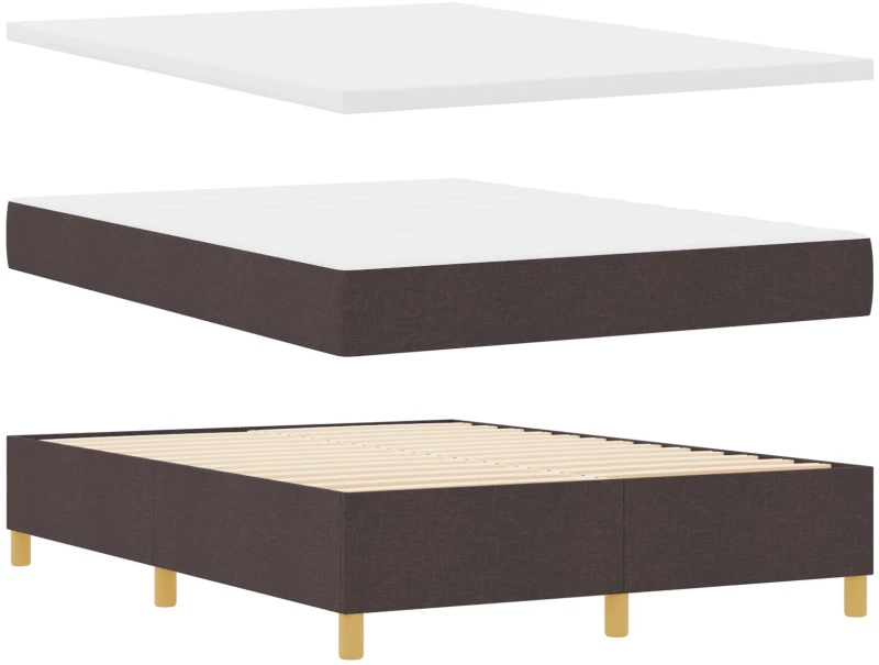vidaXL Κρεβάτι Box Spring με Στρώμα Σκούρο Καφέ 140x190 εκ Υλικό