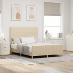 vidaXL Κρεβάτι Κρεμ 140x200 εκ. Υφασμάτινο