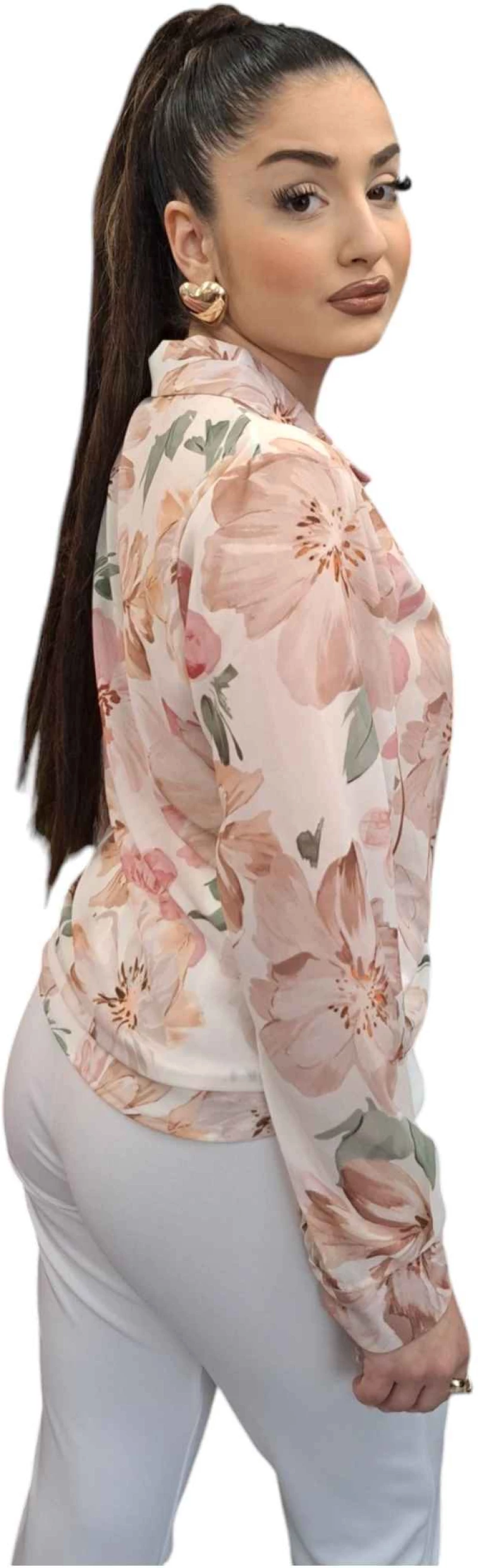 Μακρυμάνικο Floral Πουκάμισο ΡΟΖ