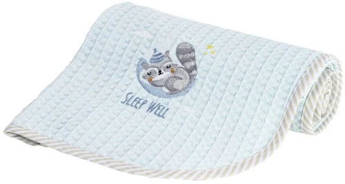 Κουβέρτα Βρεφική Πικέ Sleepy Racoon Ciel Nima Κούνιας 110x140cm 100% Βαμβάκι