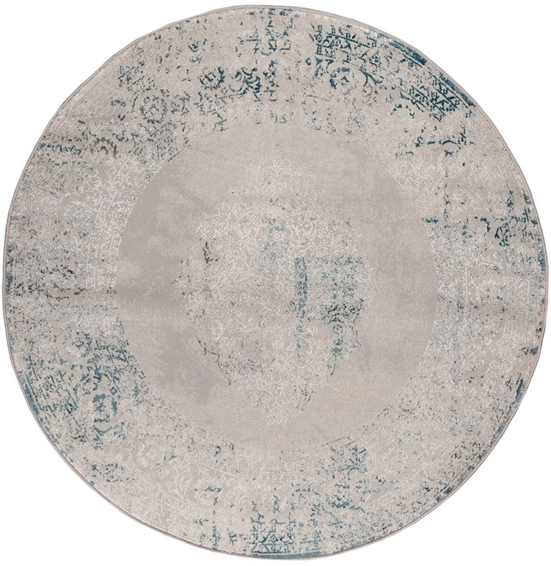 Χαλί Gossip 6185A Blue-Beige Βιοκαρπέτ 160X160 Round