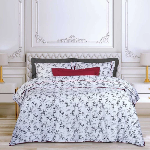 Σεντόνια 2263 (Σετ 4τμχ) White-Black Greenwich Polo Club Υπέρδιπλo 240x260cm 100% Βαμβάκι