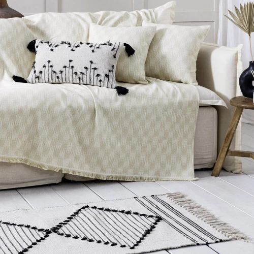 Μαξιλάρι Διακοσμητικό (Με Γέμιση) Nomada Ecru-Black Nima 30X50 100% Βαμβάκι