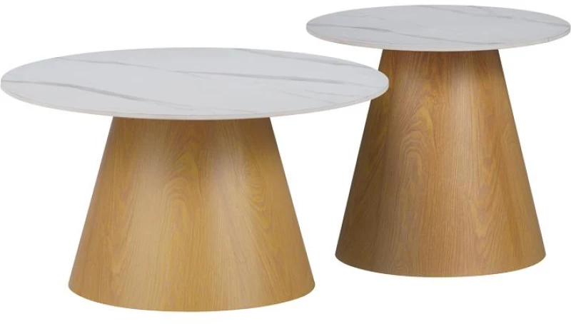 Βοηθητικά τραπέζια Soleire Inart λευκό μαρμάρου sintered stone 70x70x40 εκ.