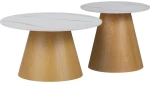 Βοηθητικά τραπέζια Soleire Inart λευκό μαρμάρου sintered stone 70x70x40 εκ.