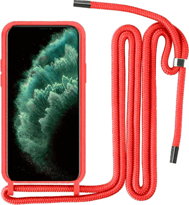 Θήκη Σιλικόνης με Κορδόνι Κολιέ για Samsung Galaxy A14 - Κόκκινο