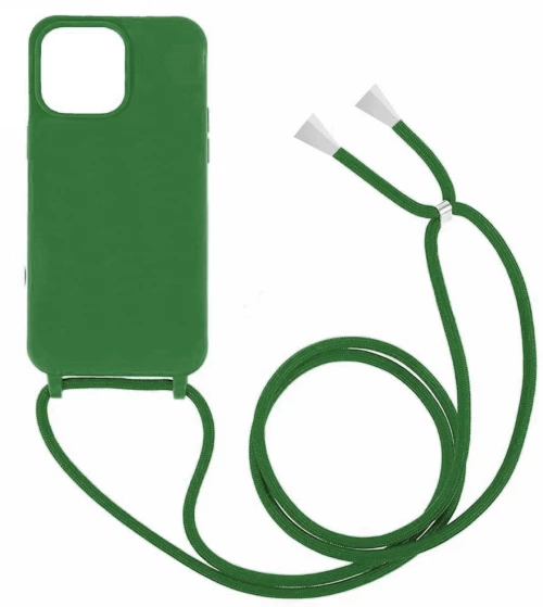 Θήκη Σιλικόνης GREEN ON με Κορδόνι Κολιέ για iPhone 14 Pro - Σκούρο Πράσινο