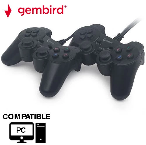 GEMBIRD Σετ 2 x Gamepad Dual Vibration USB 2.0 για PC - Μαύ΄ρο JPD-UDV2-01