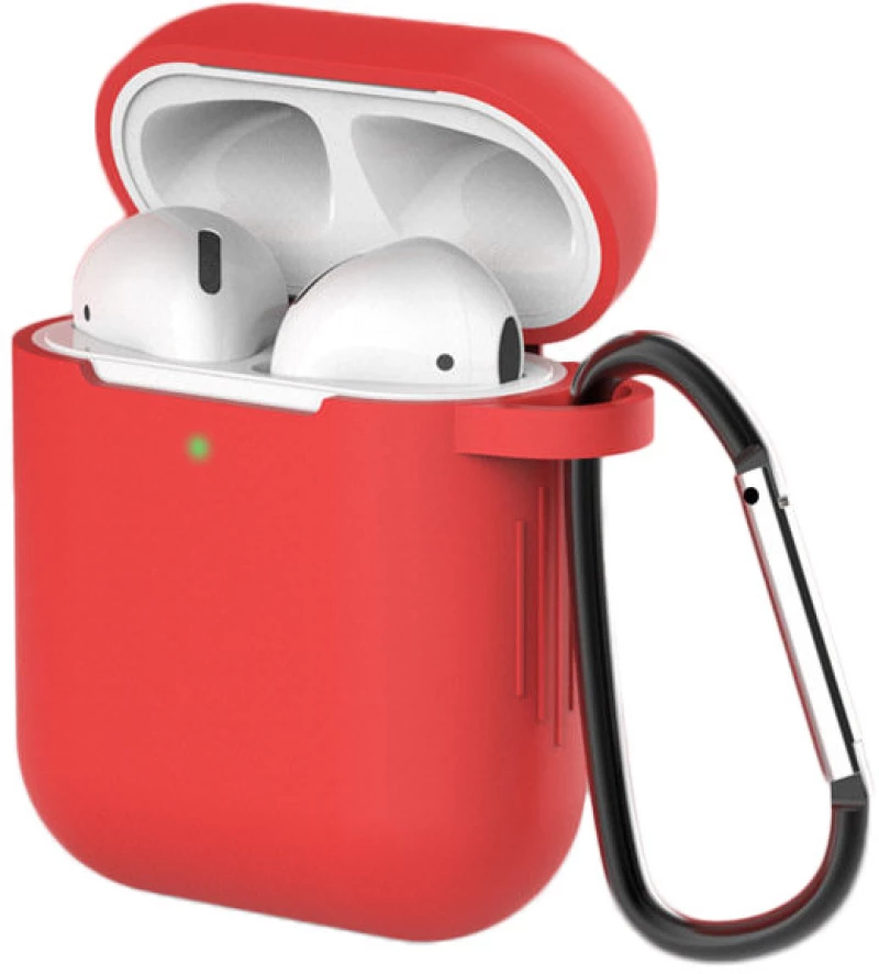 Θήκη TPU Σιλικόνης με Γάντζο για Airpods 1 / 2 - Κόκκινο