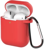 Θήκη TPU Σιλικόνης με Γάντζο για Airpods 1 / 2 - Κόκκινο