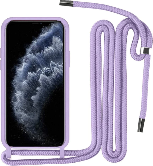 Θήκη Σιλικόνης με Κορδόνι Κολιέ για Samsung Galaxy A22 4G - Μωβ