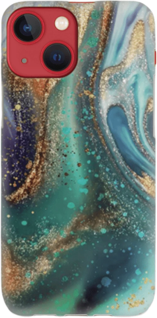 Marble Silicone case Θήκη για Iphone 13 Mini green 4TECH