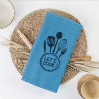 Πετσέτα Κουζίνας (50x70) Waffle Let's Cook Μπλε βαμβακερή Borea