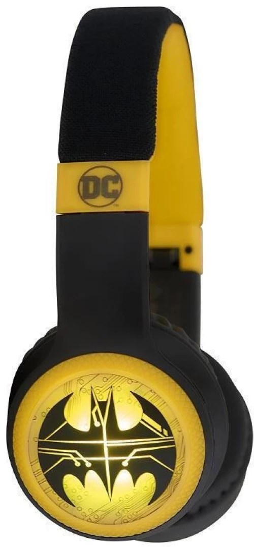 Lazerbuilt Batman Logo Light-Up παιδικά ακουστικά με μικρόφωνο 2 σε 1 ασύρματα bluetooth v5.0 και με καλώδιο