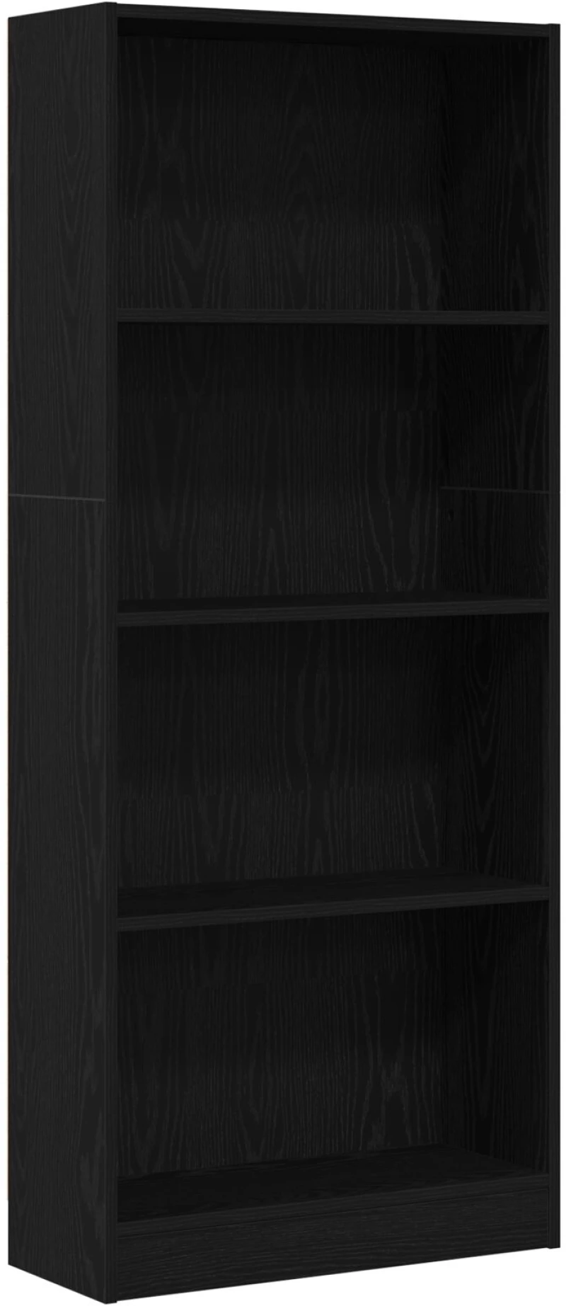 vidaXL Μαύρη Δρύινη Βιβλιοθήκη - 60 x 24 x 143 εκ - Κατασκευασμένη από Επεξεργασμένο Ξύλο