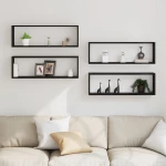 vidaXL Ράφια τοίχου 4 τεμ Μαύρο Δρύς 80x15x26 εκ. Επεξεργασμένο ξύλο