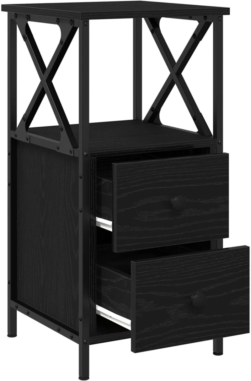 vidaXL Κομοδίνα 2 τμχ Μαύρη Δρυς 34x35,5x70 εκ Επεξεργασμένο Ξύλο