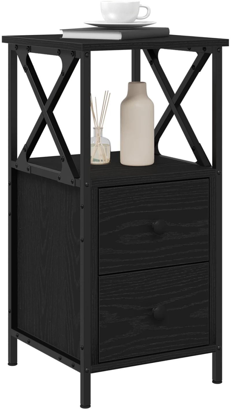 vidaXL Κομοδίνα 2 τμχ Μαύρη Δρυς 34x35,5x70 εκ Επεξεργασμένο Ξύλο