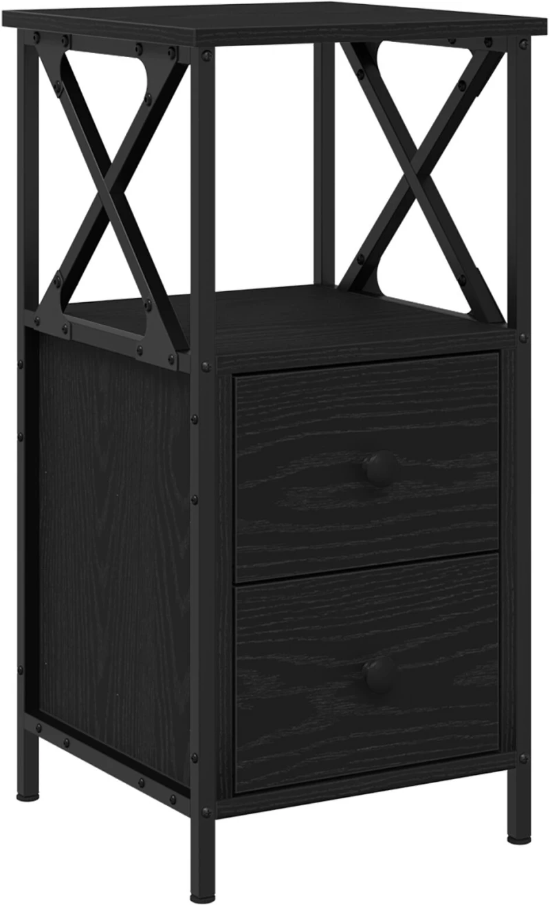 vidaXL Κομοδίνα 2 τμχ Μαύρη Δρυς 34x35,5x70 εκ Επεξεργασμένο Ξύλο