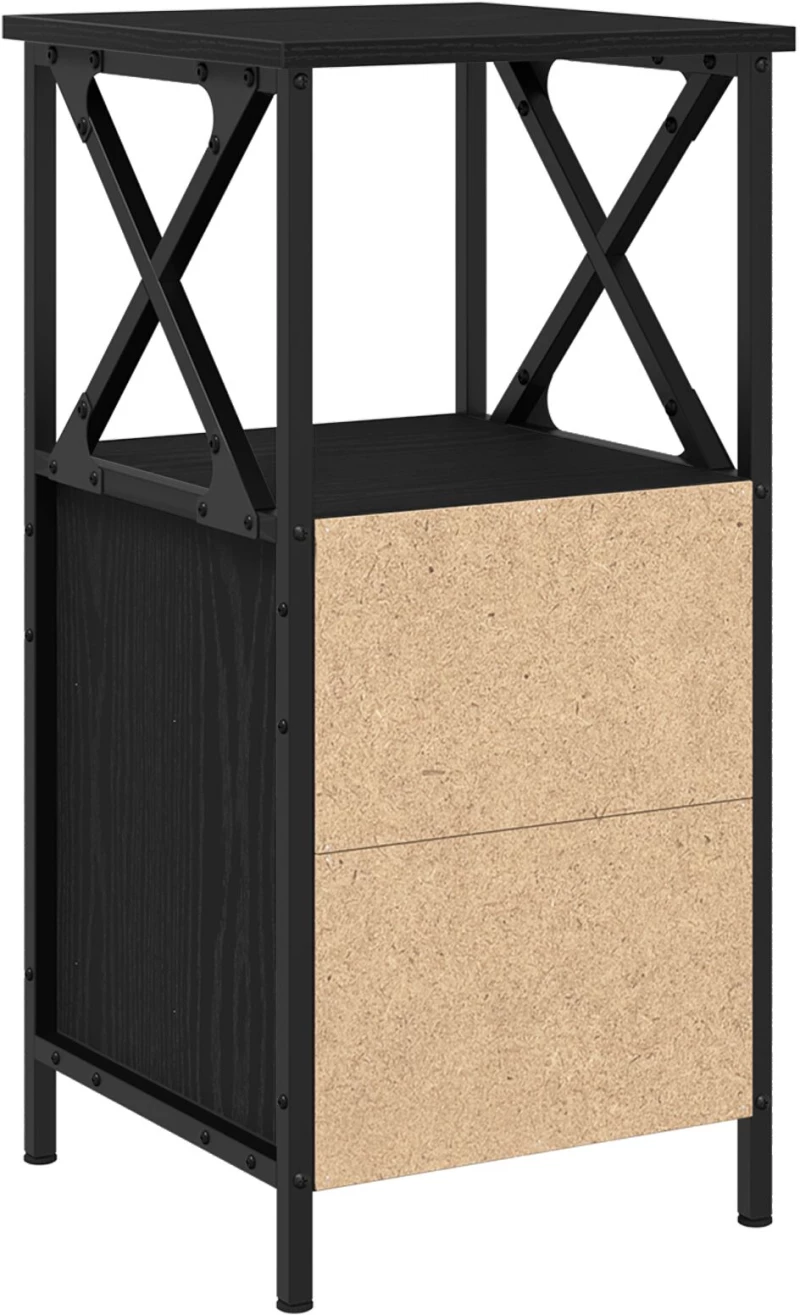 vidaXL Κομοδίνα 2 τμχ Μαύρη Δρυς 34x35,5x70 εκ Επεξεργασμένο Ξύλο