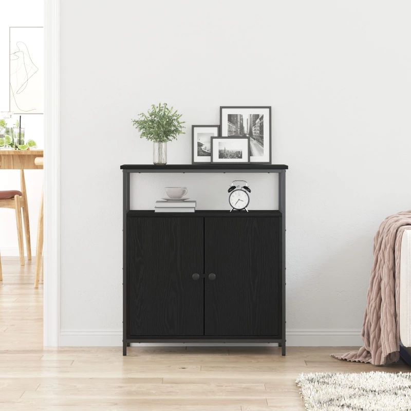 vidaXL Μπουφές Μαύρο Δρυς 70x30x80 εκ από Κατασκευασμένο Ξύλο